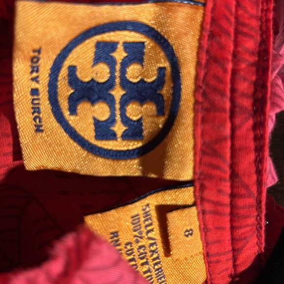 Tory Burch sleeveless blouse.  Super cute ruffle neck vibrant top. - Picture 2 of 3